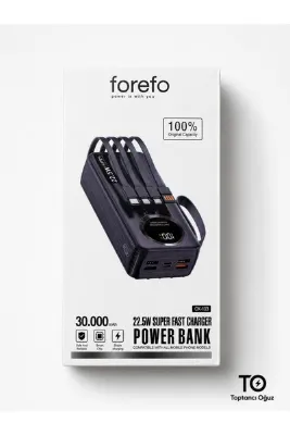 FOREFO 30.000 MaH Kendinden Kablolu 22,5 w Hızlı Şarj Powerbank