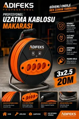 Adıfeks MAKARALI UZATMA KABLOSU 3x2.5 20 METRE