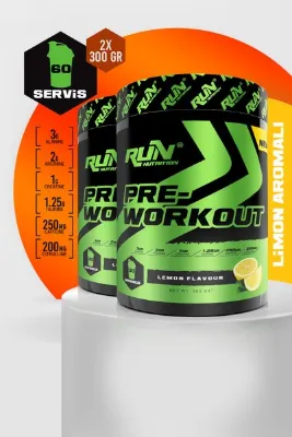 Run Nutrition Pre-Workout x 2 Adet - Limon Aromalı - 600g - 60 Servis