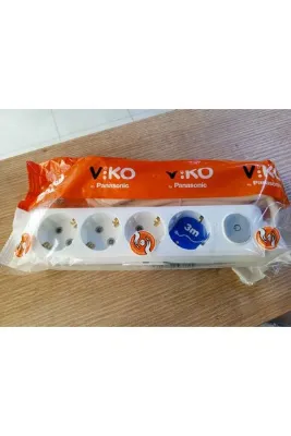 Viko 4'lü Priz 3 Metre Anahtarlı Topraklı Ve Çocuk Kilitli