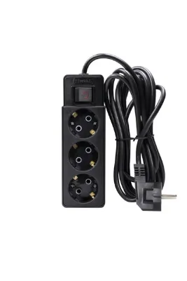 TİMSAL ELEKTRİK Üçlü Anahtarlı Priz ( 3 Lü ) Topraklı Kablolu Grup Priz 3 Metre Uzatma Kablo