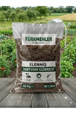 Türkmenler Flora Doğa Gübre Çiçek Bitki Meyve Sebze Ağaç Yanmış Kuru Hayvan Gübresi Doğal 40 kğ-80LT