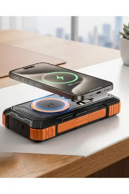 Lisinya Güneş Enerjili Powerbank 20000 mAh Kablosuz ve Hızlı Şarj Destekli Taşınabilir Şarj Cihazı -