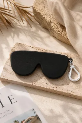 Eyesofia CarryNest Premium Simli Siyah Katlanabilir Silikon Gözlük Kılıfı Süper Esnek Koruyucu Gözlük Taşıma ve Saklama Kabı