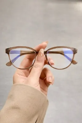 PİYESBOUTİQUE Yeşil Cat Eye Kemik Şeffaf Kadın Erkek Unisex Mavi Işık Korumalı Ekran Gözlüğü Gözlük