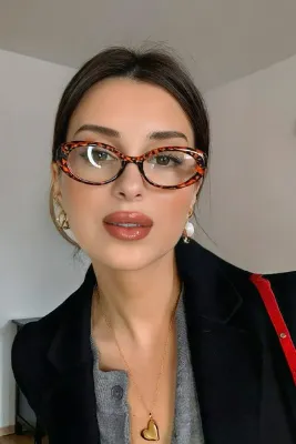 Eyesofia Cat Eye Clasıc Vintage Leopar Çerçeveli Kadın Mavi Işık Filtreli Blue Block Gözlüğü
