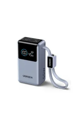 Ugreen Nexode Pro 10.000 mAh 55W Akıllı Dijital Ekranlı Dahili USB-C Kablolu Hızlı Şarj Powerbank, 75701B
