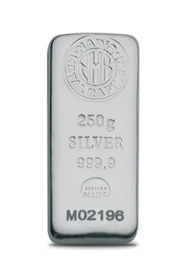 Nadir Gold Uluslararası Geçerli Faturalı 250 gr 999,9 Külçe Gümüş