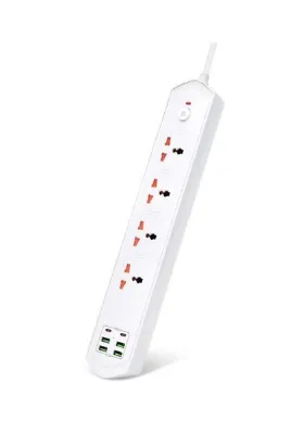 6 Usb'li 4'lü Çoklu Priz 2 M Kablolu Akım Korumalı Anahtarlı Uzatma Grup Priz 3000W
