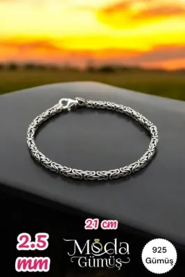 Milenyum Moda Gümüş 925 Ayar Gümüş Kral Zincir Bileklik