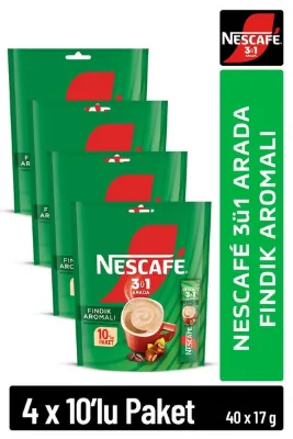 Nescafe 3ü1 Arada Fındık Aromalı Çözünebilir Kahve 17g 10'lu Paket 10X4