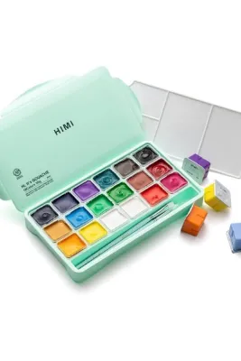 HIMI Jelly Cup Gouache Set 18 Renk x 30 gr Guaj Boya (Green Case)