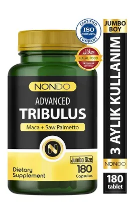 Nondo Trıbulus 180 Kapsül jumbo Boy Demir Dikeni Maca Saw Palmetto Kore Ginseng 3 AYLIK KULLANIM