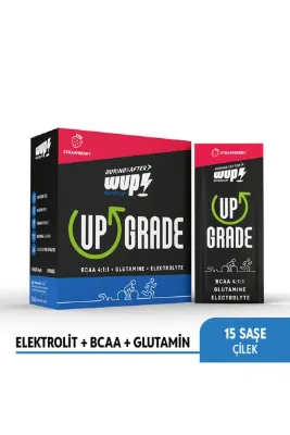 Water Up WUP Upgrade, BCAA, Glutamin, Sodyum, Potasyum, Magnezyum, Çilek Aromalı, 15 Saşe, Toz Efervesan