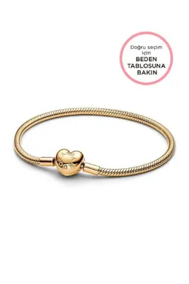Pandora Moments Kalp Klipsli Yılan Zinciri 925 Ayar Gümüş Bileklik Charm Uyumlu
