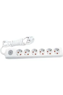 VİKO Multilet 6 Lı Anahtarlı 3 Mt (3 Metre) Çocuk Korumalı Grup Priz Uzatma Kablosu 3m 6lı Anahtarlı