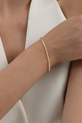 Söğütlü Silver 925 ayar gümüş altın yaldız ve rodyumlu örgülü italyan modeli gümüş bileklik SGTL13054RENKLI