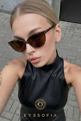 Eyesofia Carolıne Kadın Cat Eye Leopar Çerçeveli Kahverengi Güneş Gözlüğü