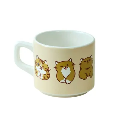 Yeşilay Kedi Figürlü Bej Seramik Kupa