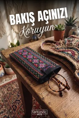 FANTASTIC Kilim Desenli Dokuma Gözlük Kılıfı - Boho Tarz Korumalı Güneş Gözlüğü Kabı (15.5 x 8.5 cm)