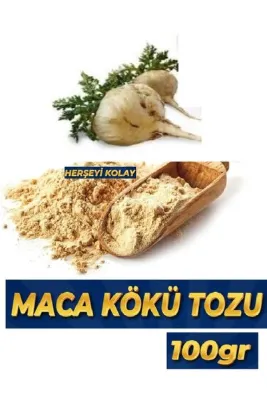 Herşeyi Kolay Gerçek Maca Root Lepidium Saf Maca ( Maka ) Kökü Tozu 100gr Öğütülmüş