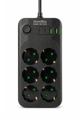 ShowMax SH-4630 Termal Akım Korumalı 6'lı Priz (2 USB + 2 Type-C / 2 Metre)