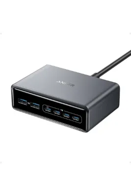 Anker Prime 200W USB-C Şarj Cihazı, 6 Bağlantı Noktalı GaN Şarj İstasyonu, Gümüş - A2683