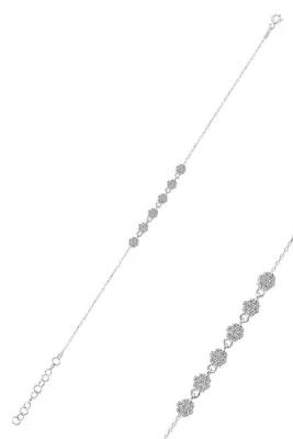 Söğütlü Silver Gümüş Rodyumlu Zirkon Taşlı Çiçek Bileklik Sgtl10305rdj