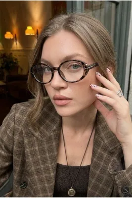 Eyesofia Pearly Cat Eye Leopar Çerçeveli Blue Block Mavi Işık Filtreli Ekran Gözlüğü