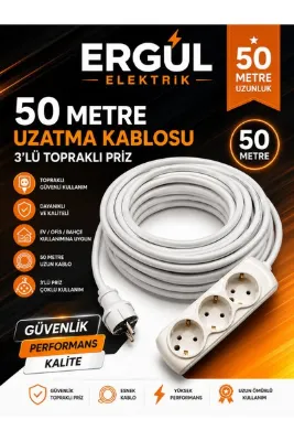 ERGÜL 3x2,5mm Ttr Seyyar Uzatma Kablosu 50 metre