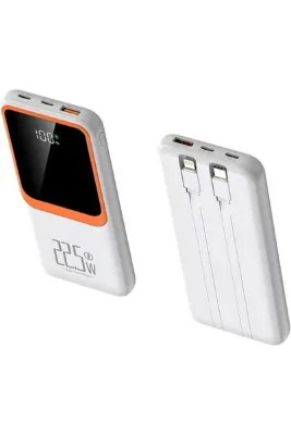 20000 mah power bank PD 20W ve USB 22.5W QUICK FAST HIZLI ŞARJ DAHİLİ TYPE C VE LİGHTNİNG KABLOLU DÜNYA STANDARTLARINA UYGUN POLYMER BATARYA BİREBİR AMPER LCD GÖSTERGELİ POWERBANK (BEYAZ)