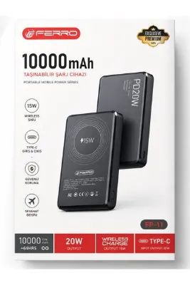 TelkurTeknoloji Mıknatıslı Kablosuz Hızlı Şarj Powerbank 10000