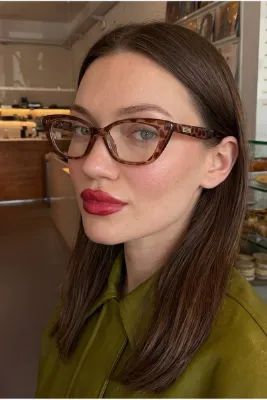 Eyesofia Lara Kahverengi Çerçeveli Vintage Cat Eye Ultra Hafif Blue Block Mavi Işık Filtreli Kadın Ekran Gözlüğü