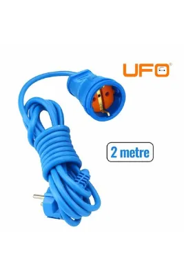UFO Tekli grup priz mavi renk (1.sınıf kaliteli)seyyar uzatma kablosu 2 metre