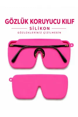 Silikon Gözlük Kılıfı, Asılabilir, Katlanabilir, Çantada Yer Kaplamaz-Şeker Pembe
