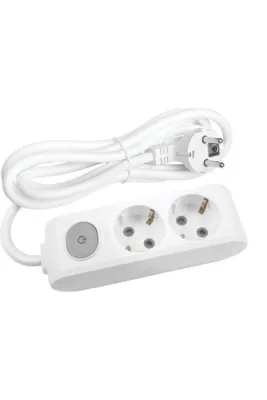 VİKO Multi-let 2'li Anahtarlı Topraklı Kablolu Çocuk K. Grup Priz 2 Metre Beyaz