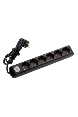 VİKO Multi-let Altılı 6lı 5 Metre Topraklı Anahtarlı Priz Siyah