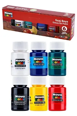 Artlantis Guaj Boya 6 Renk 30 ml 1 Paket Nova Color Guaj Boya Seti 6 lı Su Bazlı Şişe Canlı Renkler Resim Okul
