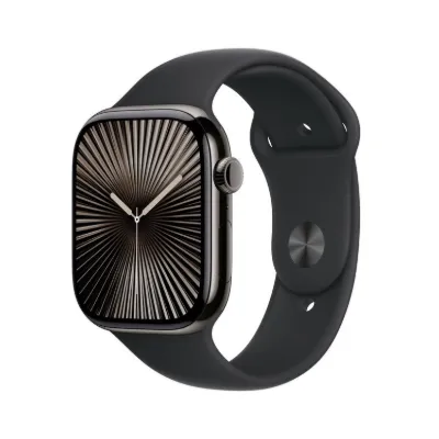 Apple Watch Series 10 GPS + Cellular 42mm Arduvaz Titanyum Kasa Siyah Spor Kordon - S/M