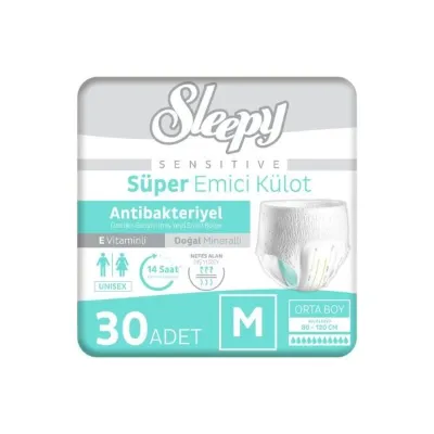 Sleepy Sensitive Antibakteriyel Emici Külot Medium 30 Adet