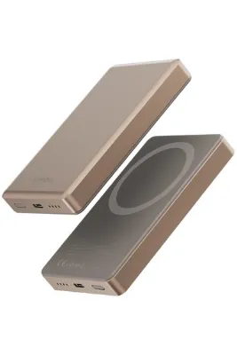 Energea AluPac 10K 10.000 mAh 20W Type-C ve 15W Kablosuz Şarj Çıkışlı PD Hızlı Şarj Magsafe Powerbank - Gold