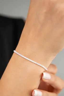 Elika Silver Kadın Beyaz Zirkon Taşlı Su Yolu Kadın Gümüş Bileklik