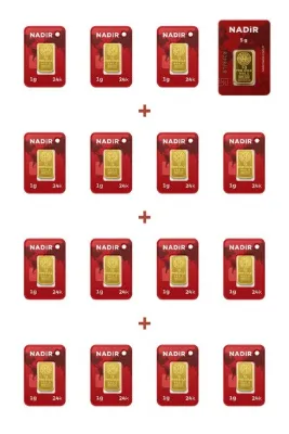 Nadir Gold 24 Ayar 20 Gram Külçe Altın (1 Adet 5 Gram Külçe Altın + 15 Adet 1 Gram Külçe Altın )