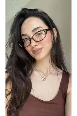 funeyes Aventino Leopar Cat Eye Küçük Çekik minik Retro Mavi Işıl Korumalı Gözlük Ekran Gözlüğü