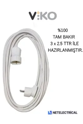 VİKO Topraklı Uzatma Seyyar Kablosu 2 Metre ( Tam Bakır 3x2.5 Ttr )