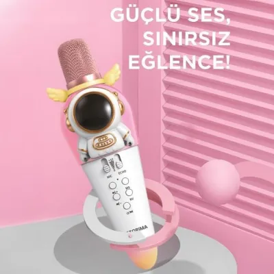 Torima KIDMIC-01 Astronot Wıreless Karaoke Mikrofon Ses Değiştirilebilir Efektleri Beyaz