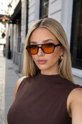 Chunky Frame Unisex Ice Cub Turuncu Güneş Gözlük