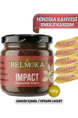 BELMOKA Impact Ginseng Lion's mane Guarana Magnezyum ve İnülin Katkılı Hindiba Kahvesi 120 gr (24 Fincan)