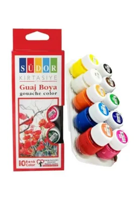 Südor Guaj Boya 10 Renk x 20 Ml Su Bazlı Tüp 1 Paket Guaj Boya Seti Şişe İçerisinde 10 lu