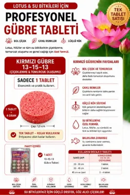 Bade Shop Lotus Nilüfer Gübresi 13-15-13 Tek Tablet Çiçeklenme ve Tomurcuk Gelişim Gübresi Su Bitkileri İçin